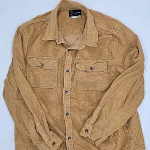 Original Use Mens Tan Corduroy Waffle Knit Button Up Shirt Size L